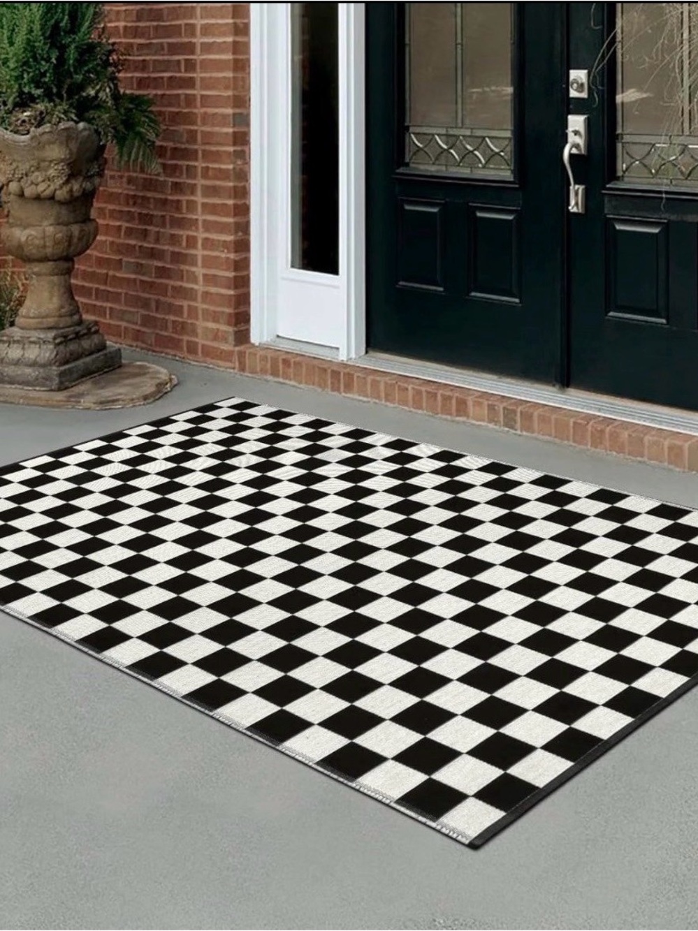 Black and White Checkered Area Rug, 3*5ft